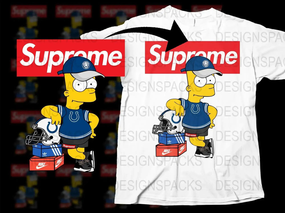 Bart Simpson in Nike Brand Colts Png Digital Download