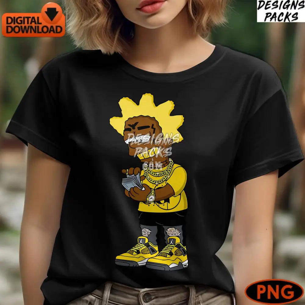 Bart Simpson Inspired Digital Art Urban Style Cartoon Character Streetwear Fashion Instant Download