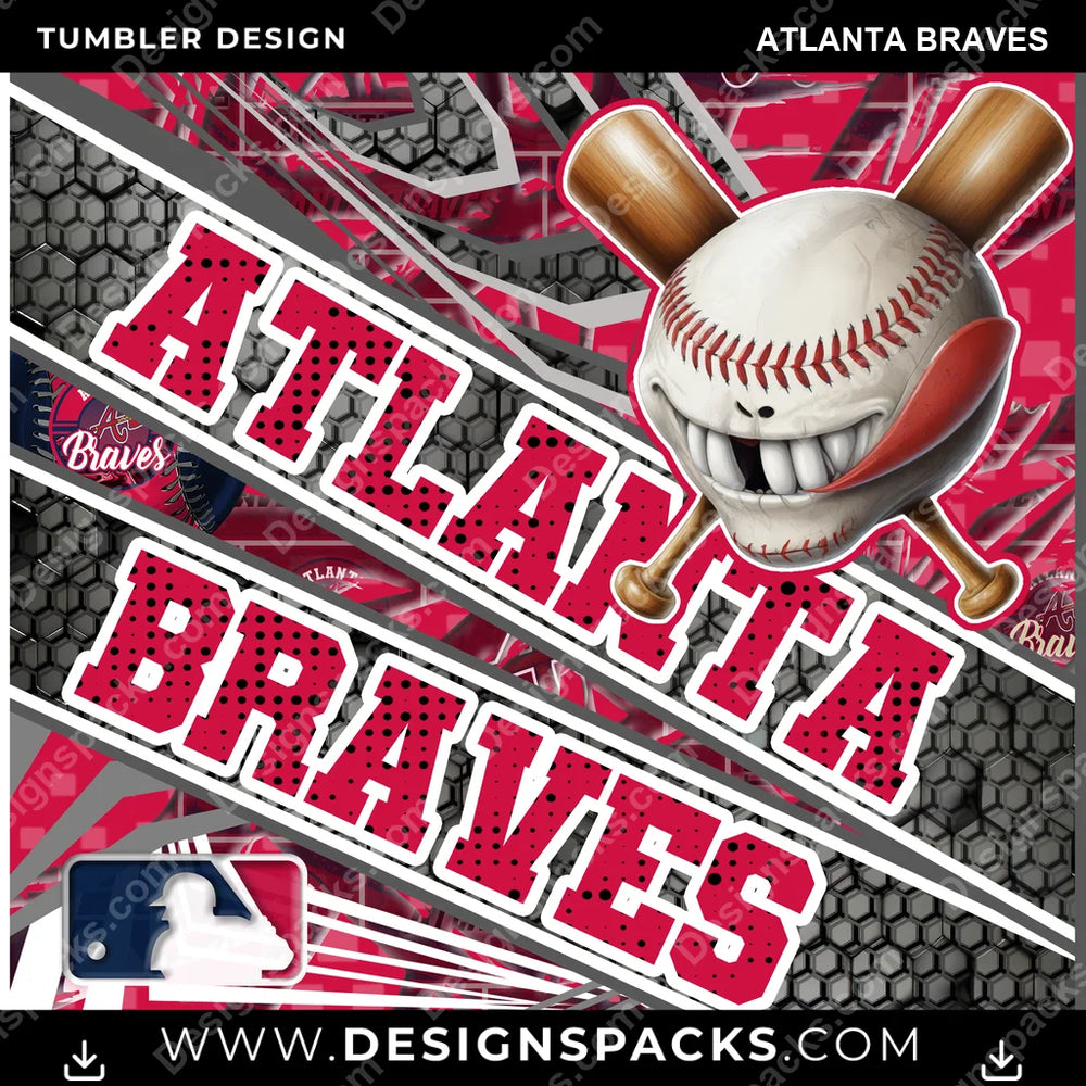 Baseball Angry Sports Atlanta Braves MLB Baseball Tumbler Digital Wrap Design Download