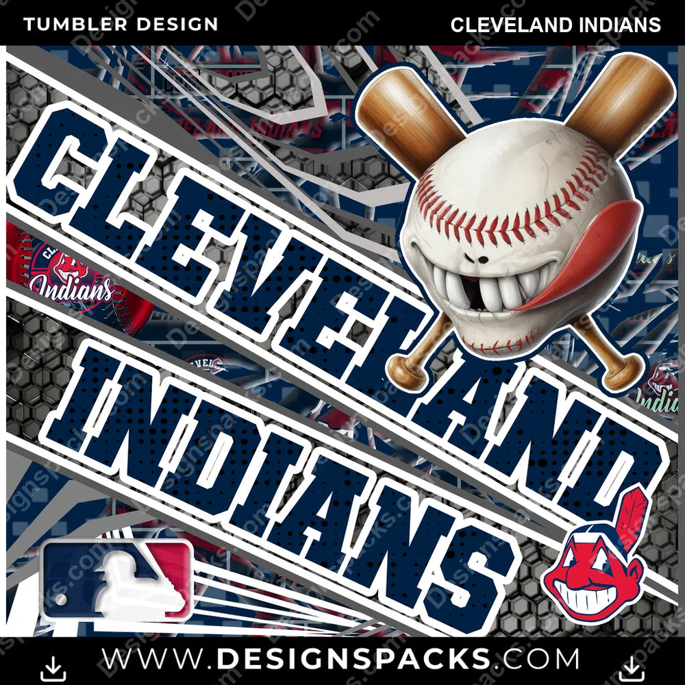 Baseball Angry Sports Cleveland Indians MLB Baseball Tumbler Digital Wrap Design Download