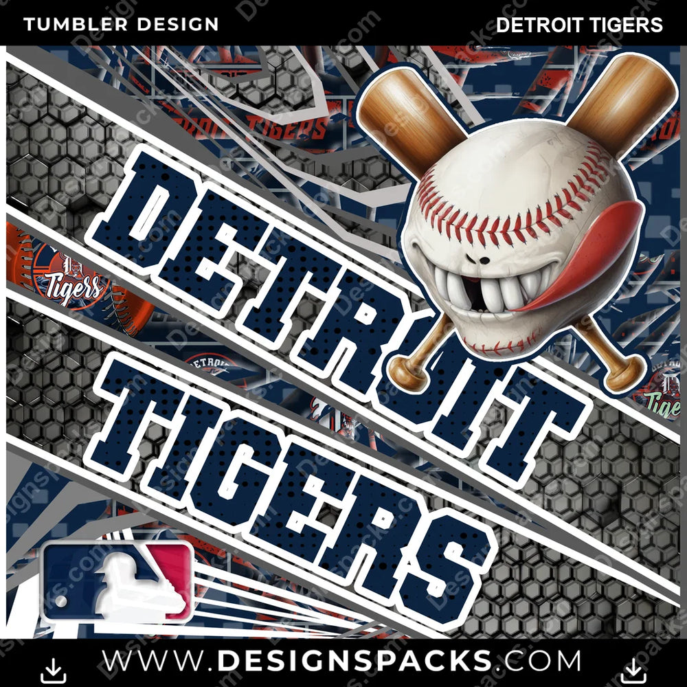 Baseball Angry Sports Detroit Tigers MLB Baseball Tumbler Digital Wrap Design Download
