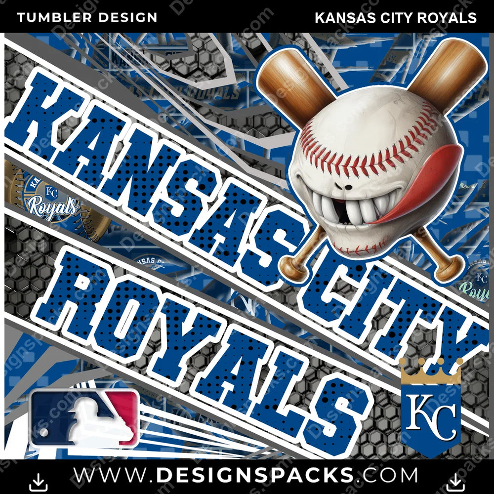 Baseball Angry Sports Kansas City Royals MLB Baseball Tumbler Digital Wrap Design Download