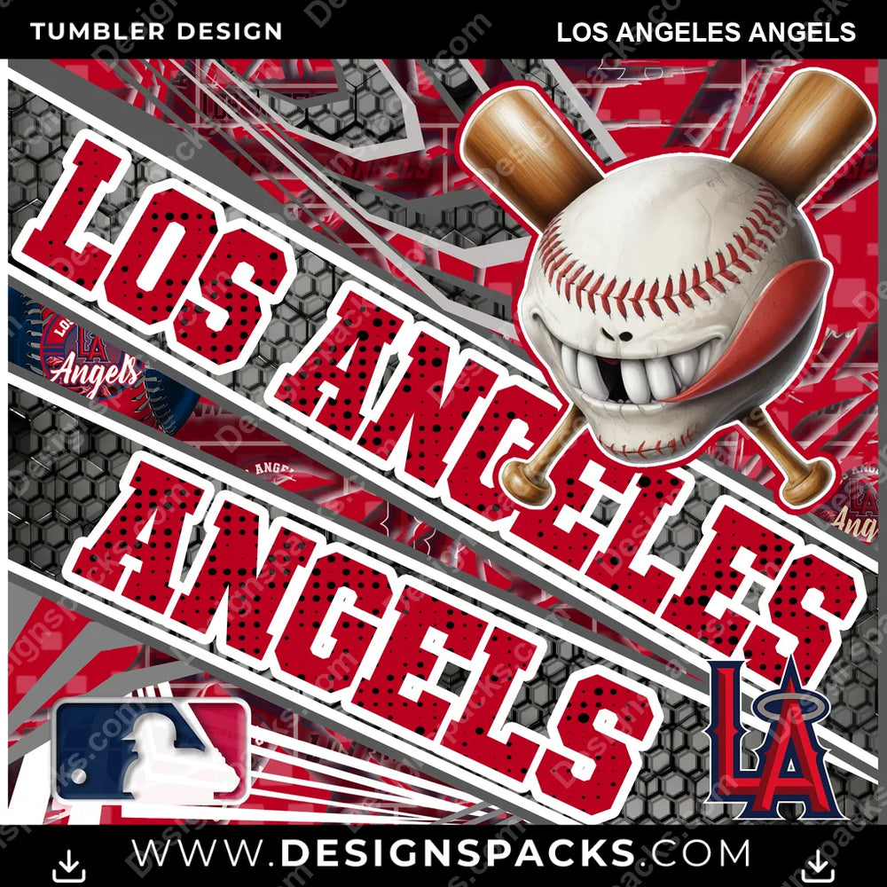 Baseball Angry Sports Los Angeles Angels MLB Baseball Tumbler Digital Wrap Design Download