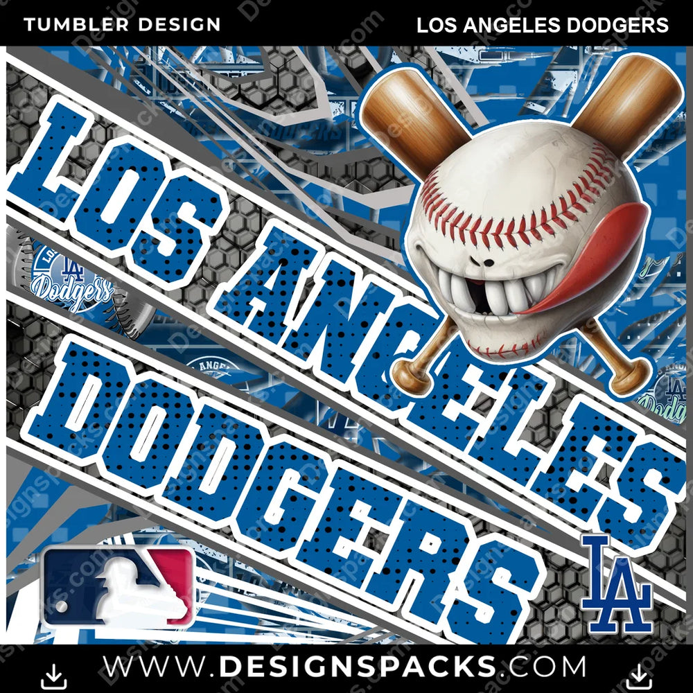 Baseball Angry Sports Los Angeles Dodgers MLB Baseball Tumbler Digital Wrap Design Download