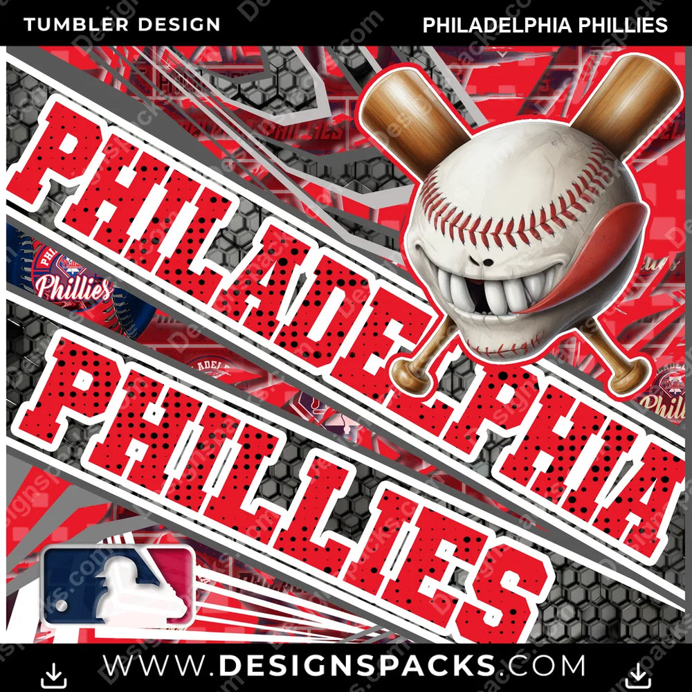 Baseball Angry Sports Philadelphia Phillies MLB Baseball Tumbler Digital Wrap Design Download