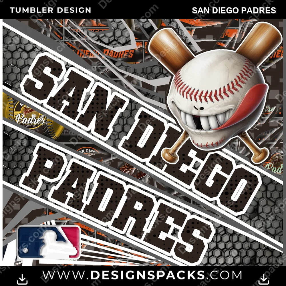 Baseball Angry Sports San Diego Padres MLB Baseball Tumbler Digital Wrap Design Download