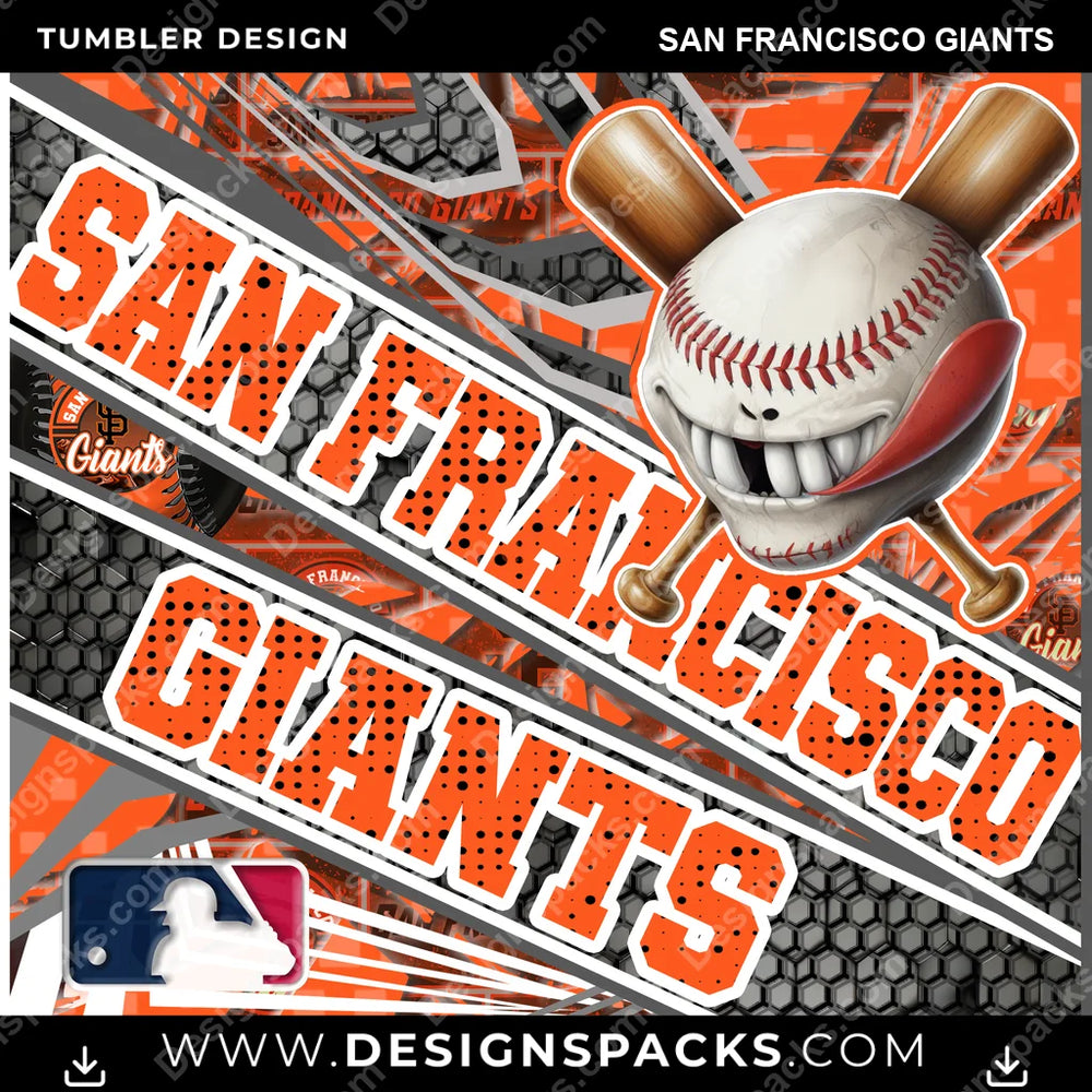 Baseball Angry Sports San Francisco Giants MLB Baseball Tumbler Digital Wrap Design Download