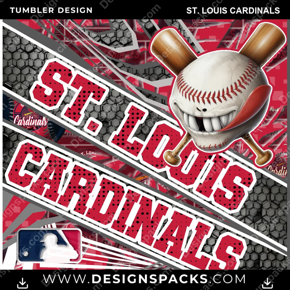 Baseball Angry Sports St. Louis Cardinals MLB Baseball Tumbler Digital Wrap Design Download