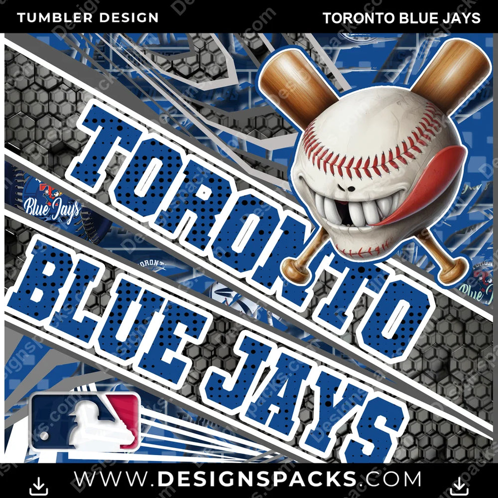 Baseball Angry Sports Toronto Blue Jays MLB Baseball Tumbler Digital Wrap Design Download