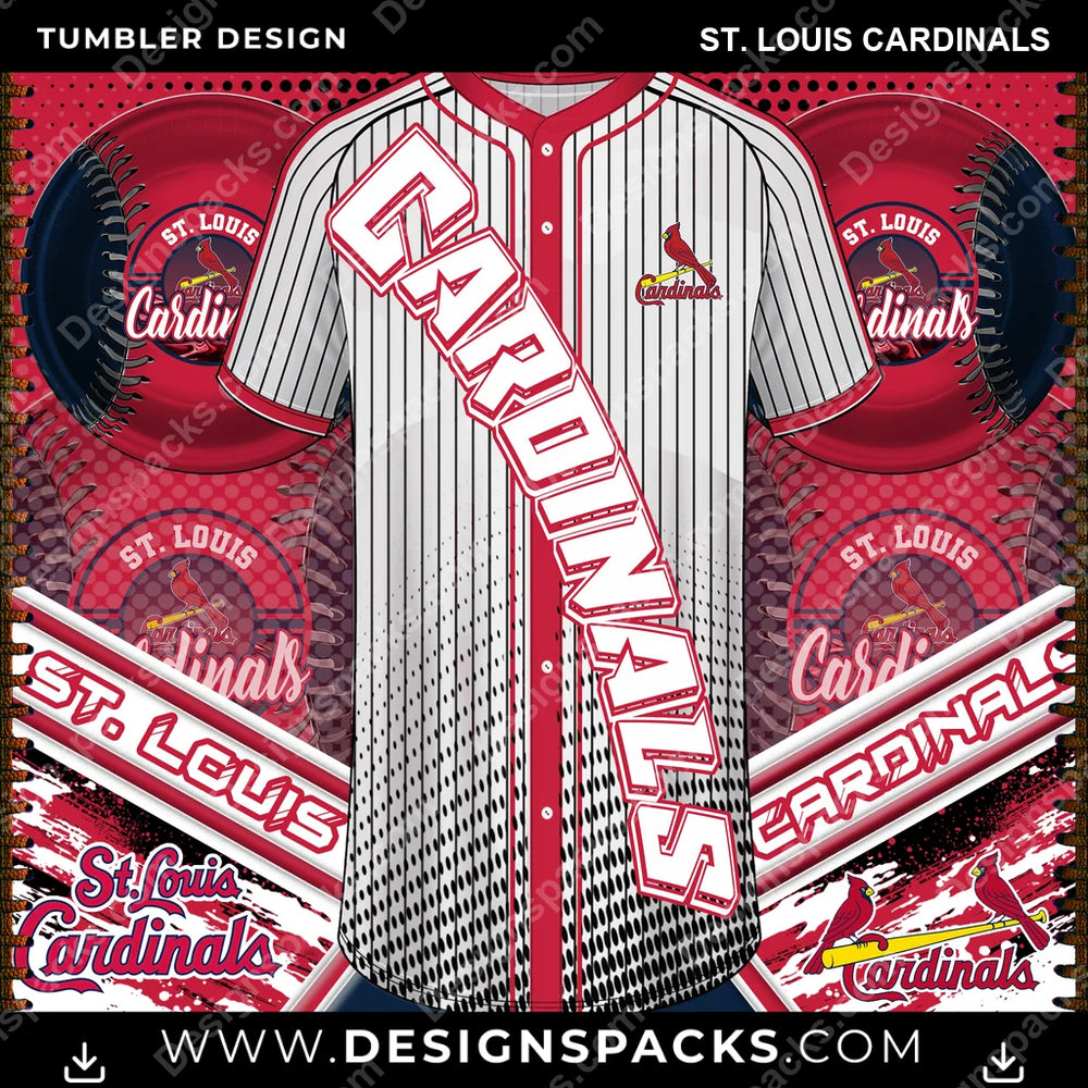 Baseball BB Jersey St. Louis Cardinals MLB Baseball Tumbler Digital Wrap Design Download