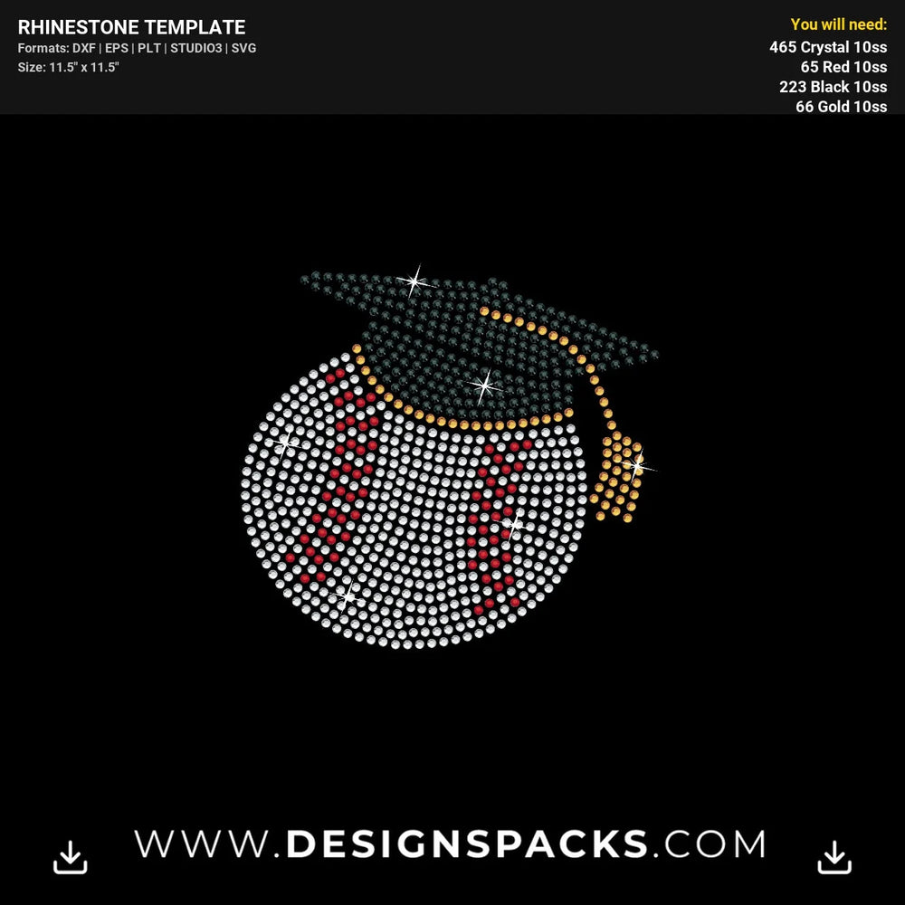 Baseball Graduation Senior Rhinestone Digital Template