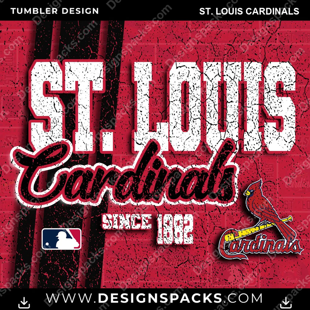 Baseball Grunge St. Louis Cardinals MLB Baseball Tumbler Digital Wrap Design Download