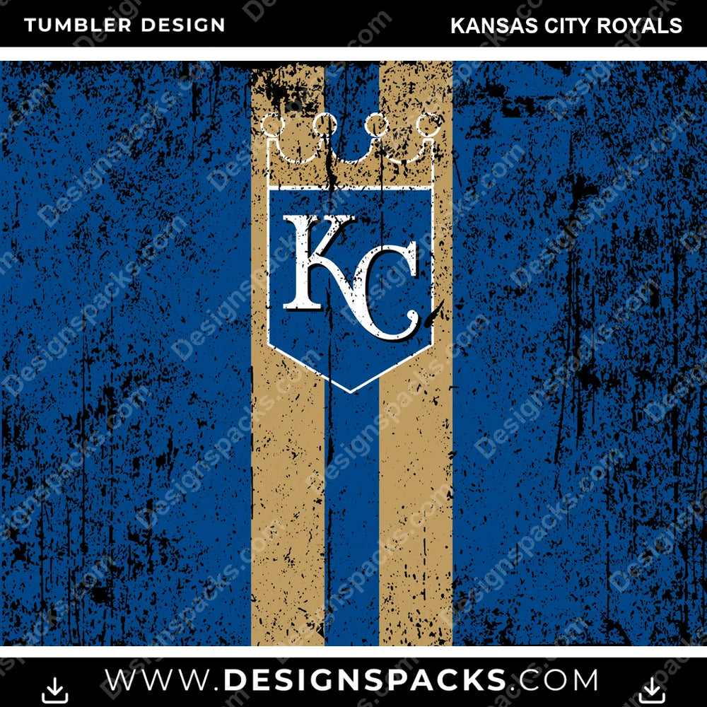 Baseball Grunge Style Kansas City Royals MLB Baseball Tumbler Digital Wrap Design Download