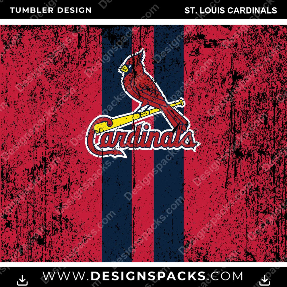 Baseball Grunge Style St. Louis Cardinals MLB Baseball Tumbler Digital Wrap Design Download