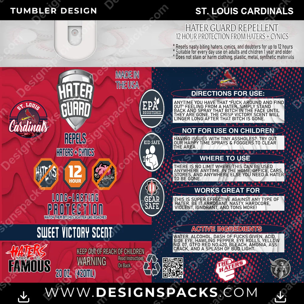 Baseball Hater Guard St. Louis Cardinals MLB Baseball Tumbler Digital Wrap Design Download