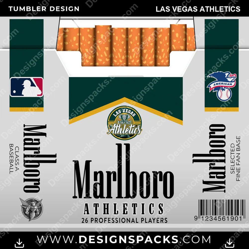 Baseball Marlboro Las Vegas Athletics MLB Baseball Tumbler Digital Wrap Design Download