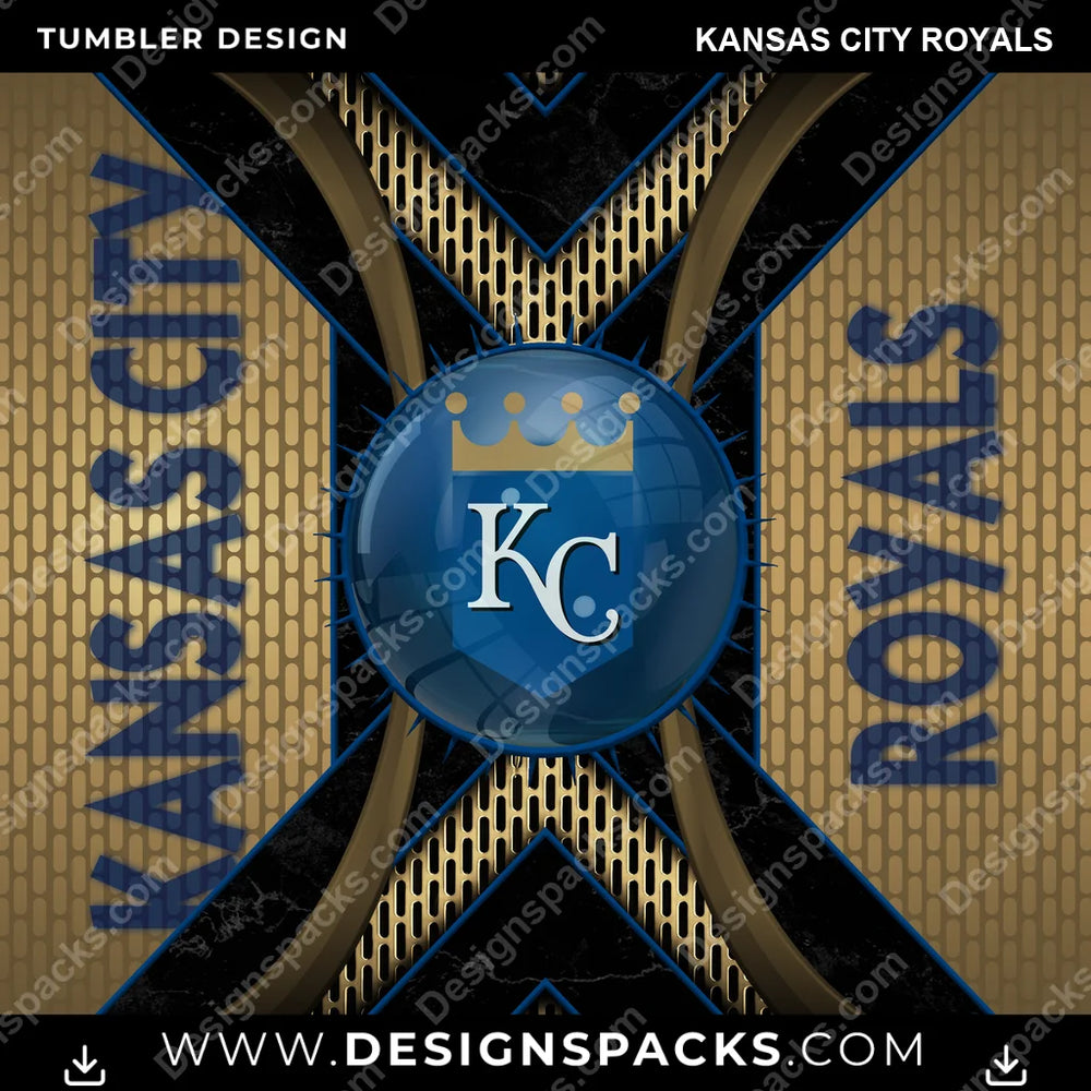 Baseball Metal Grating Kansas City Royals MLB Baseball Tumbler Digital Wrap Design Download