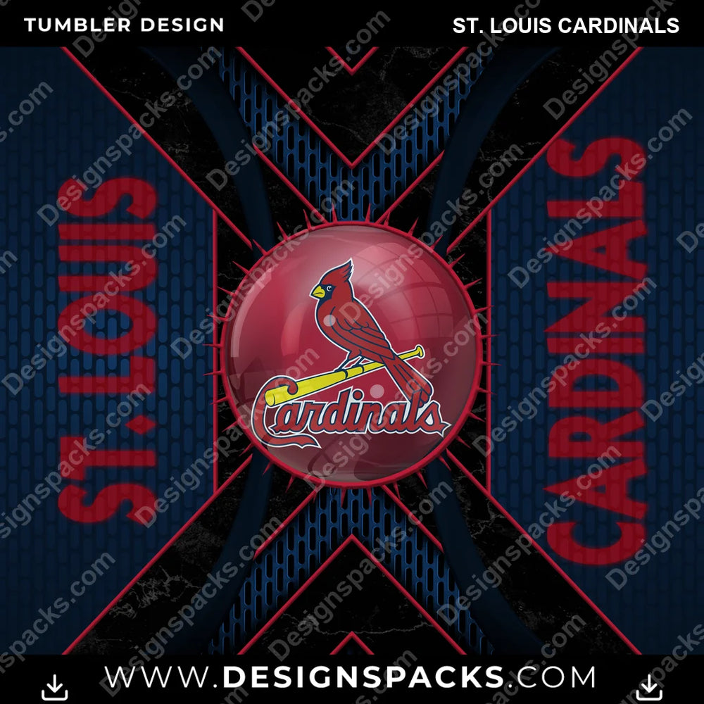 Baseball Metal Grating St. Louis Cardinals MLB Baseball Tumbler Digital Wrap Design Download