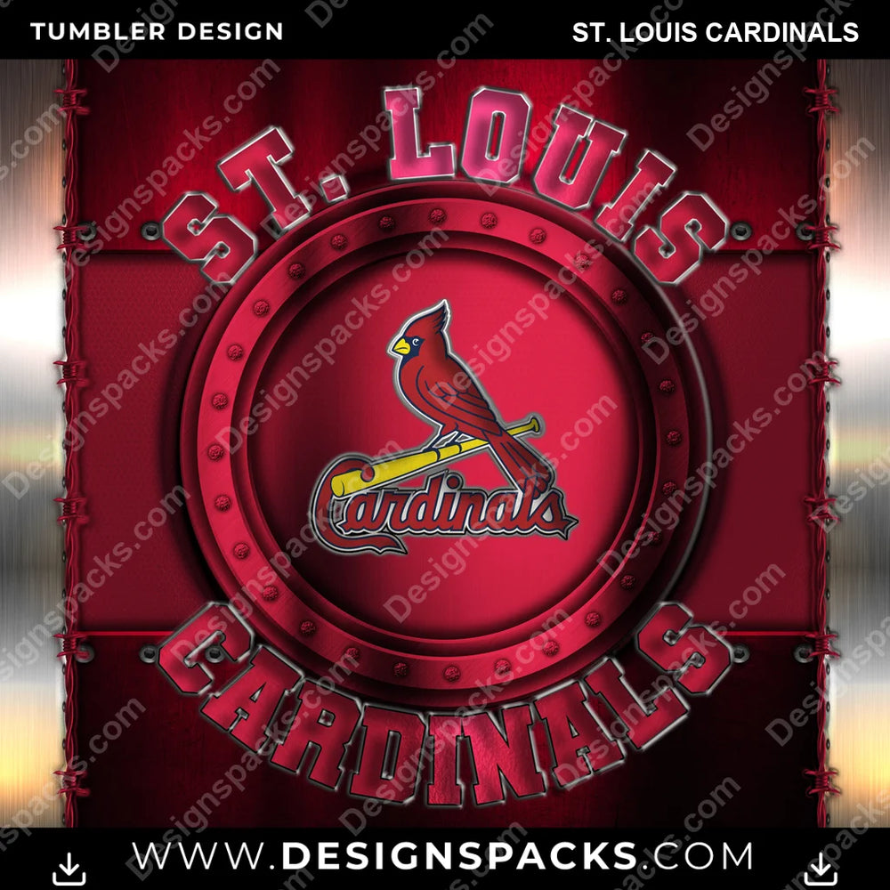 Baseball Metal St. Louis Cardinals MLB Baseball Tumbler Digital Wrap Design Download