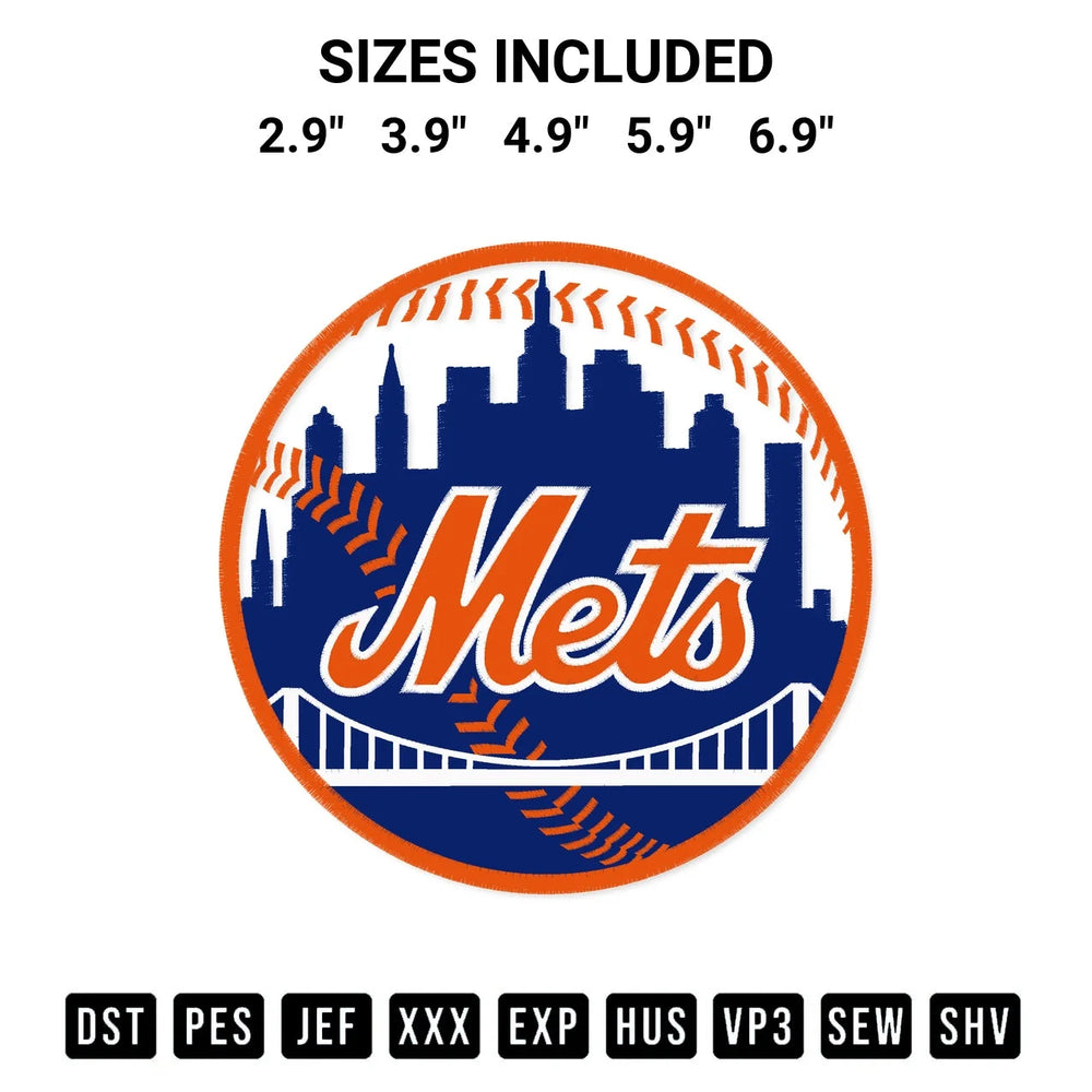 Baseball New York Mets Team Embroidery Design