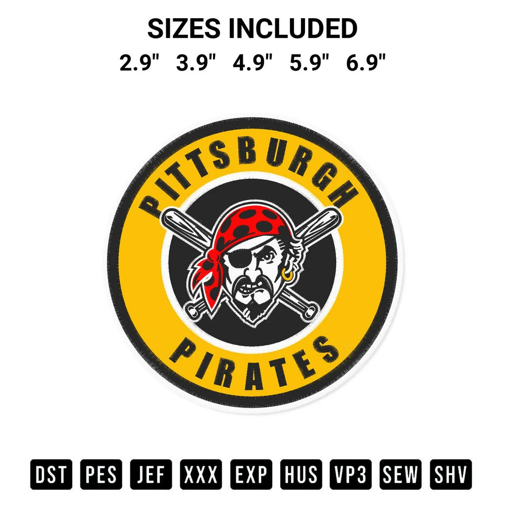 Baseball Pittsburgh Pirates Round Embroidery Design