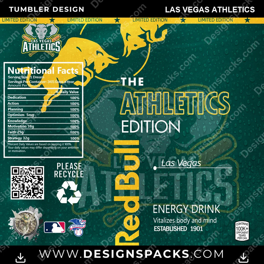Baseball Red Bull Las Vegas Athletics MLB Baseball Tumbler Digital Wrap Design Download