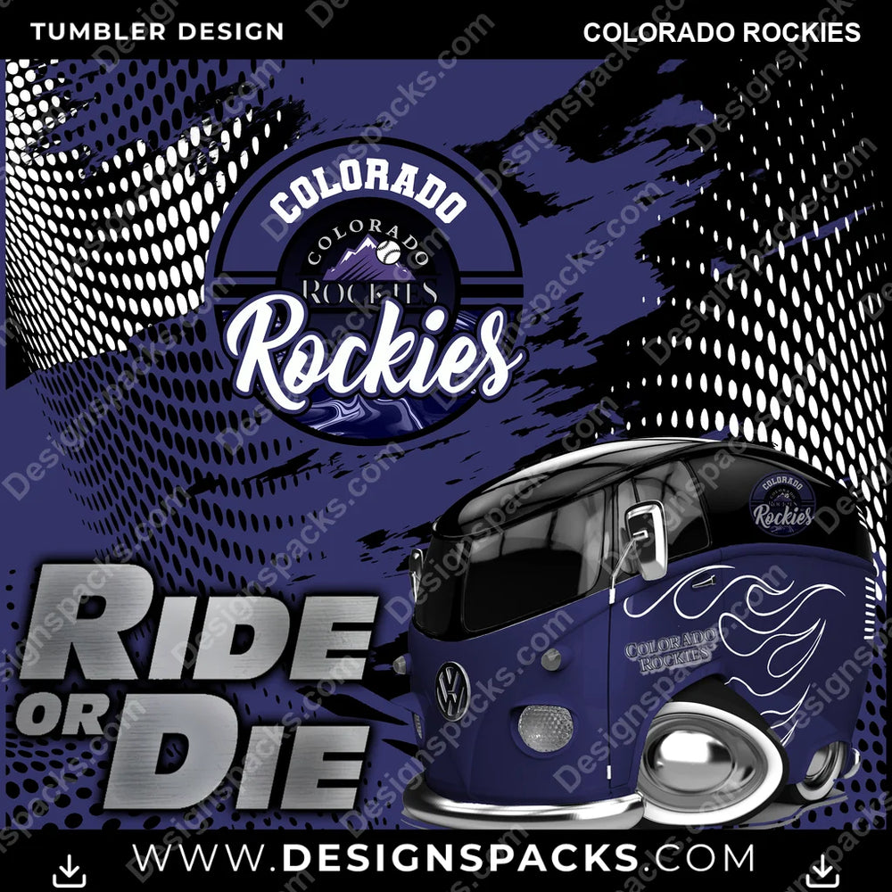 Baseball Ride or Die Colorado Rockies MLB Baseball Tumbler Digital Wrap Design Download