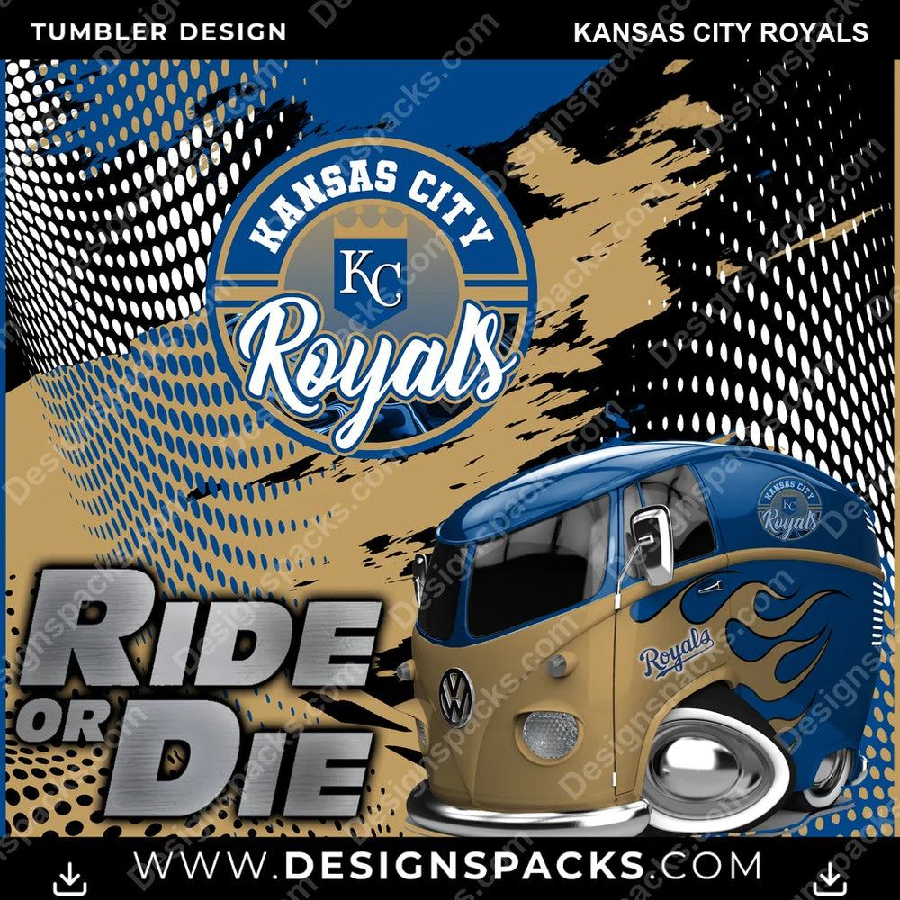 Baseball Ride or Die Kansas City Royals MLB Baseball Tumbler Digital Wrap Design Download