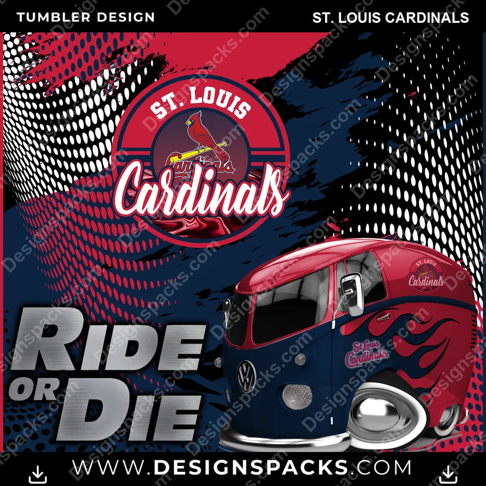 Baseball Ride or Die St. Louis Cardinals MLB Baseball Tumbler Digital Wrap Design Download