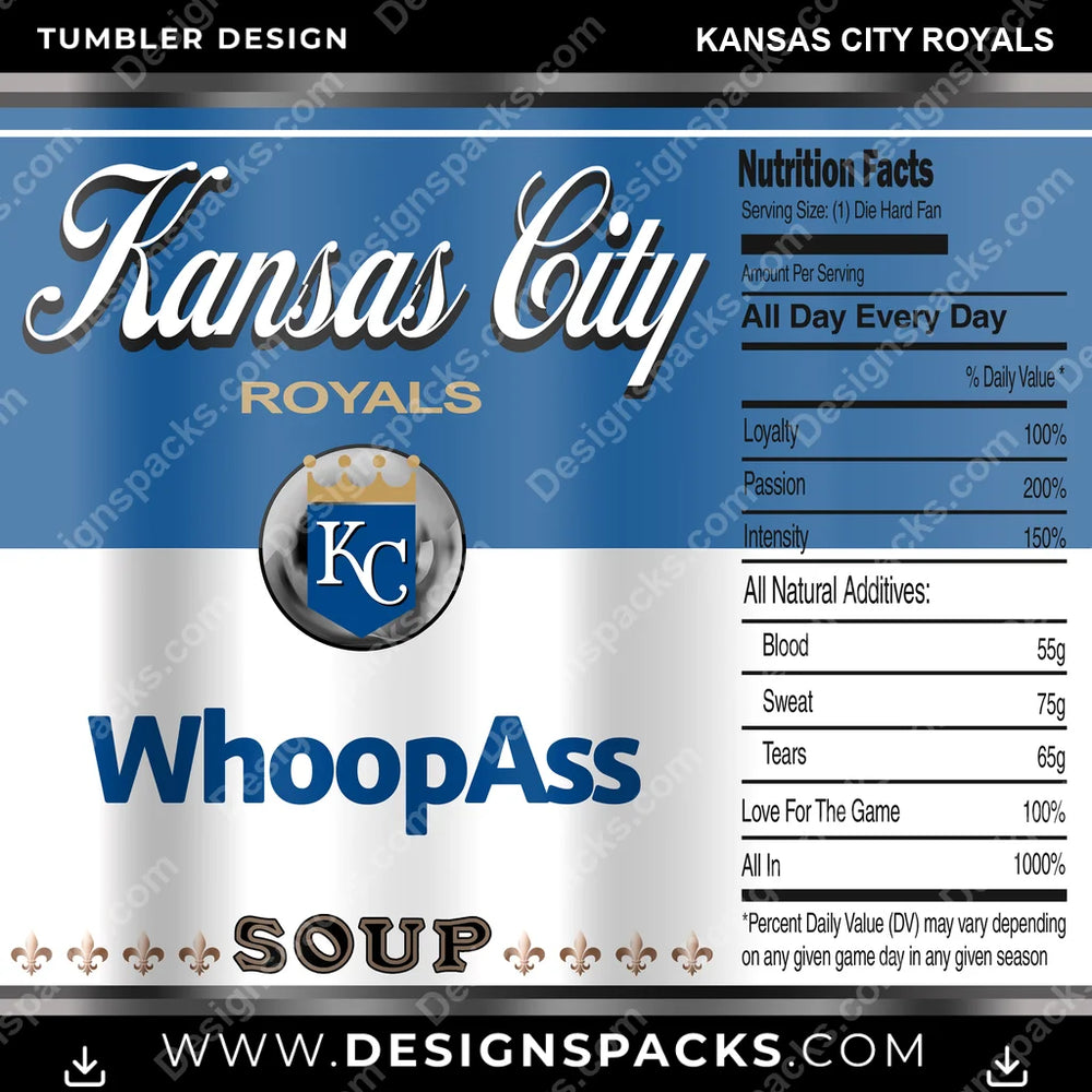 Baseball Soup Can Kansas City Royals MLB Baseball Tumbler Digital Wrap Design Download