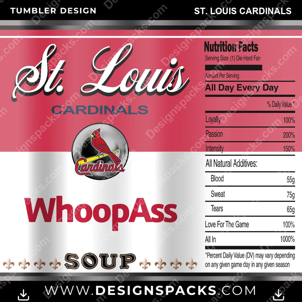 Baseball Soup Can St. Louis Cardinals MLB Baseball Tumbler Digital Wrap Design Download
