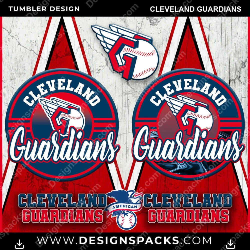 Baseball Sports Cleveland Guardians MLB Baseball Tumbler Digital Wrap Design Download
