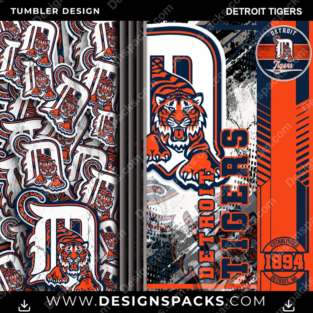 Baseball Sports Detroit Tigers MLB Baseball Tumbler Digital Wrap Design Download