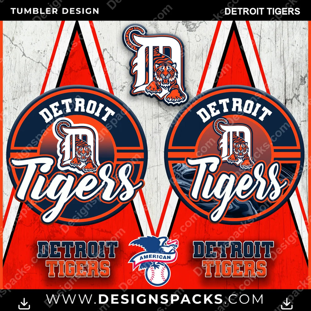 Baseball Sports Detroit Tigers MLB Baseball Tumbler Digital Wrap Design Download