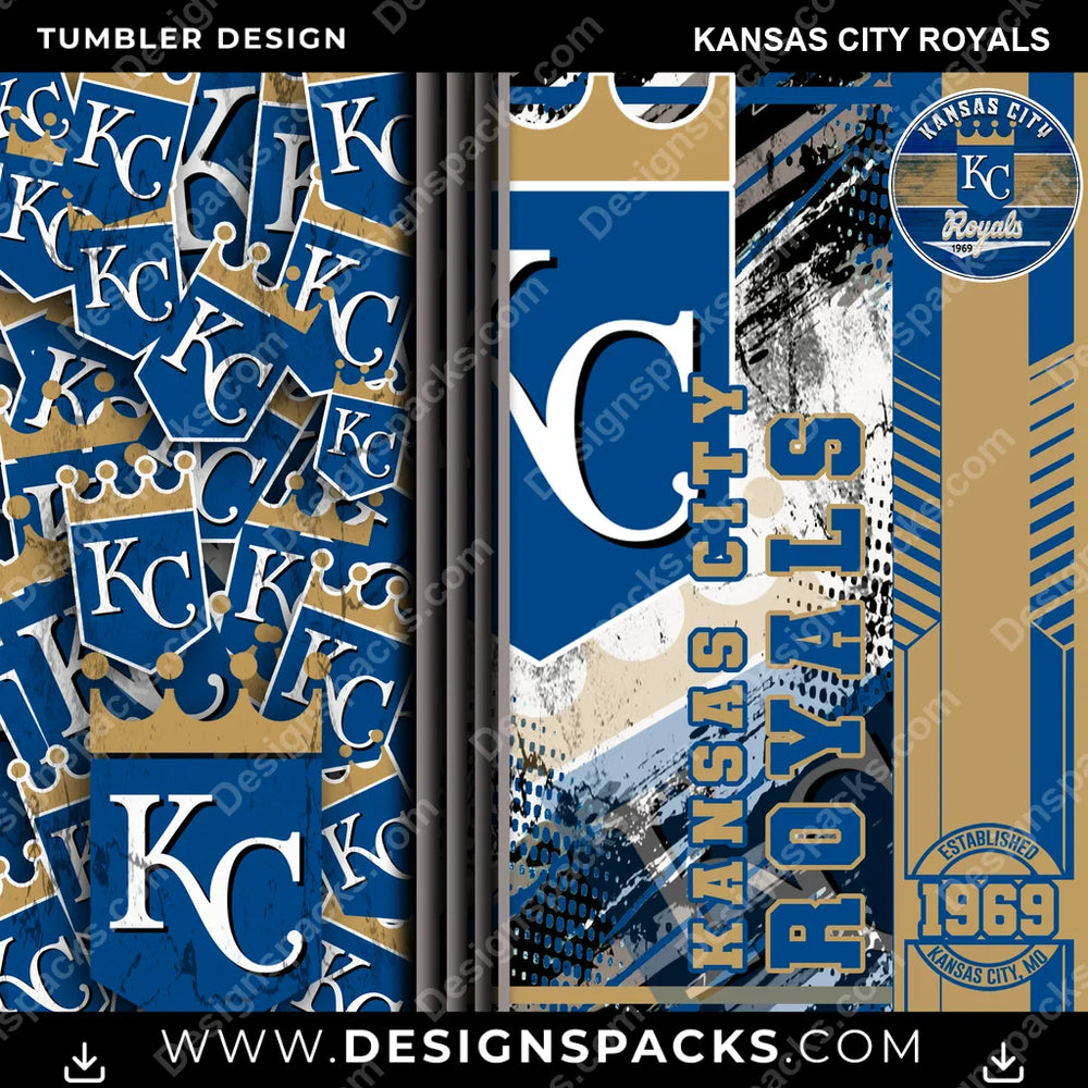 Baseball Sports Kansas City Royals MLB Baseball Tumbler Digital Wrap Design Download