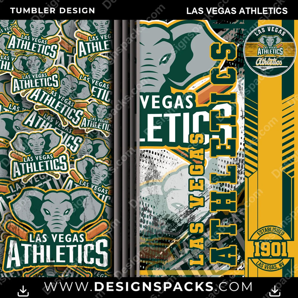 Baseball Sports Las Vegas Athletics MLB Baseball Tumbler Digital Wrap Design Download