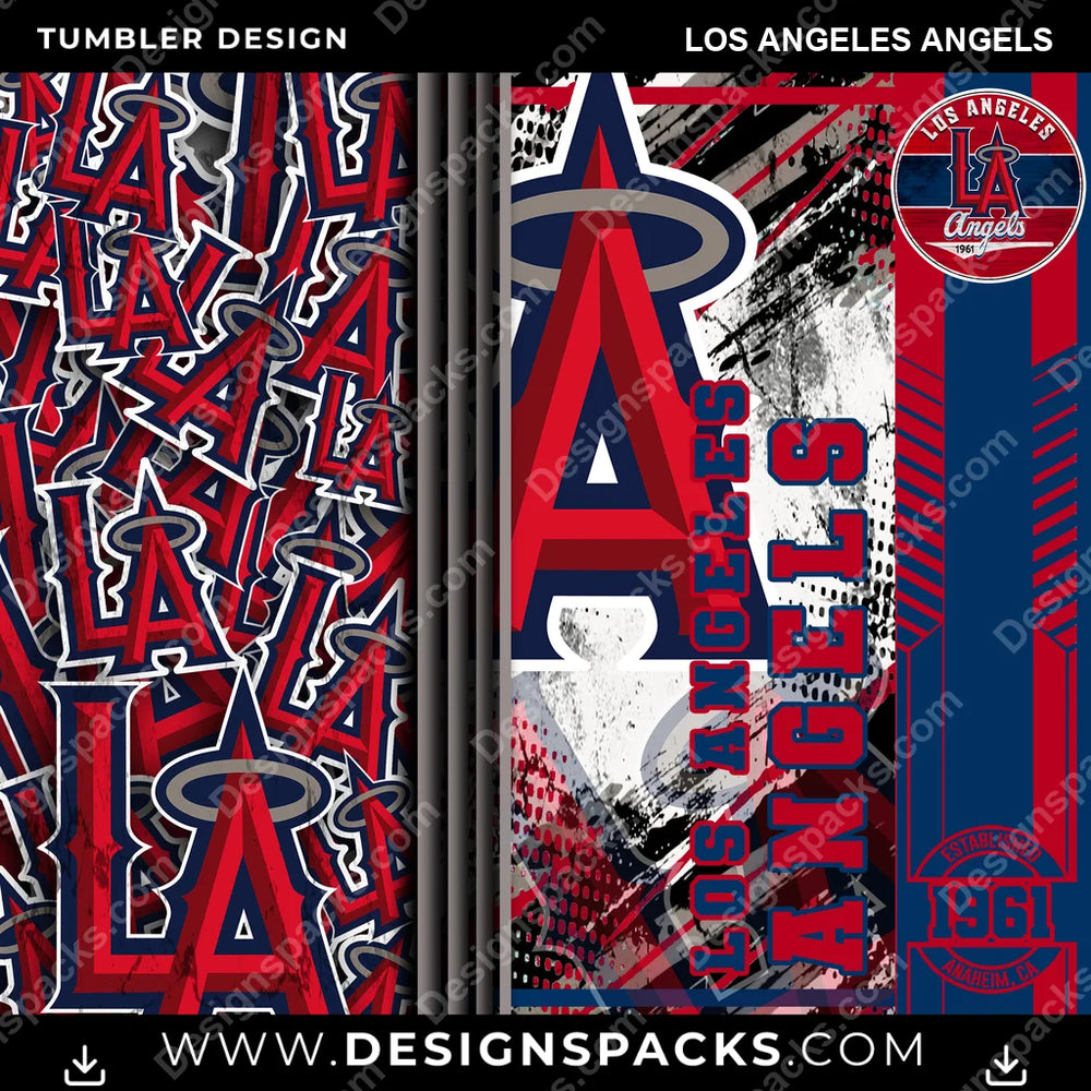 Baseball Sports Los Angeles Angels MLB Baseball Tumbler Digital Wrap Design Download