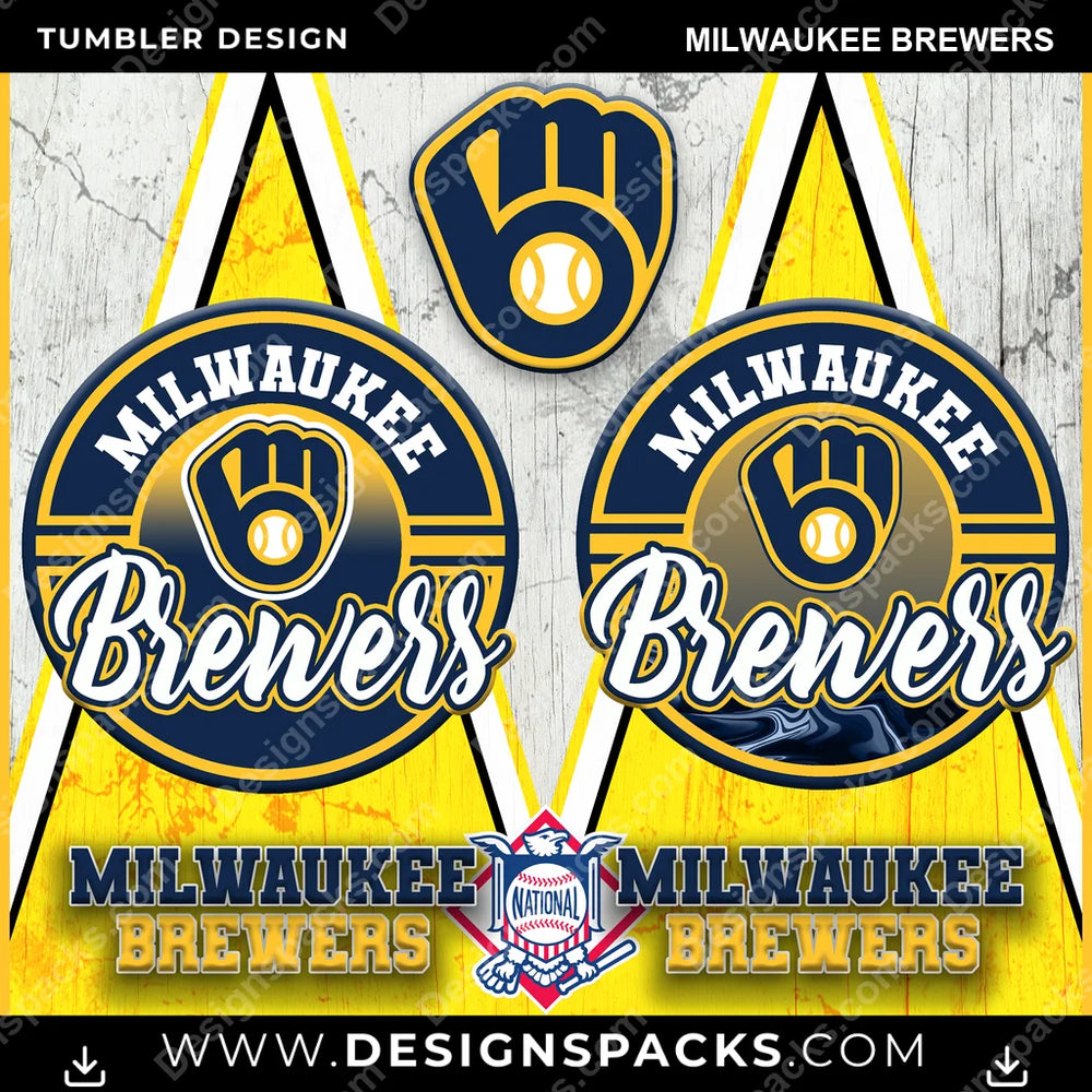 Baseball Sports Milwaukee Brewers MLB Baseball Tumbler Digital Wrap Design Download
