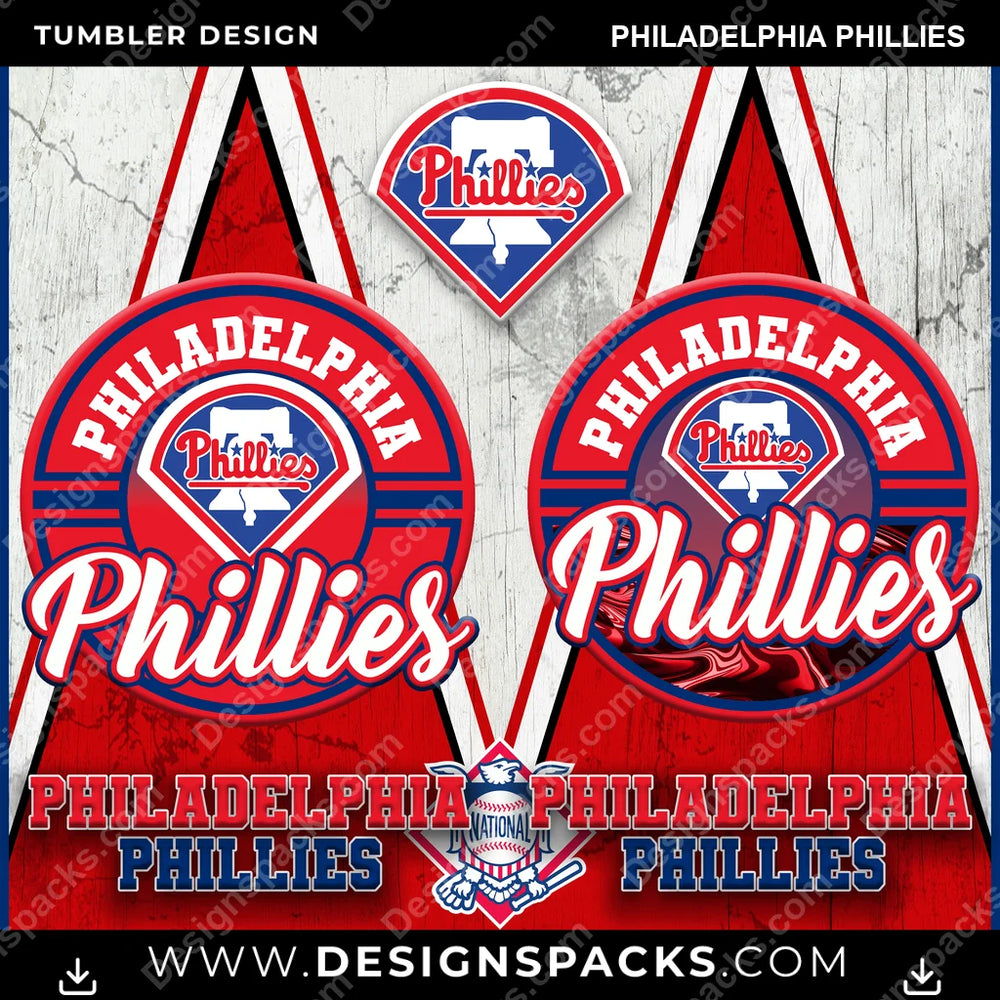 Baseball Sports Philadelphia Phillies MLB Baseball Tumbler Digital Wrap Design Download