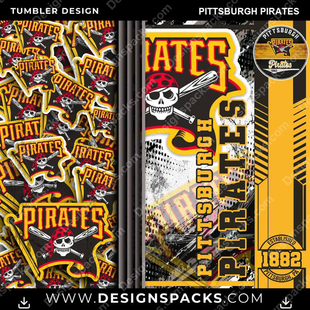 Baseball Sports Pittsburgh Pirates MLB Baseball Tumbler Digital Wrap Design Download