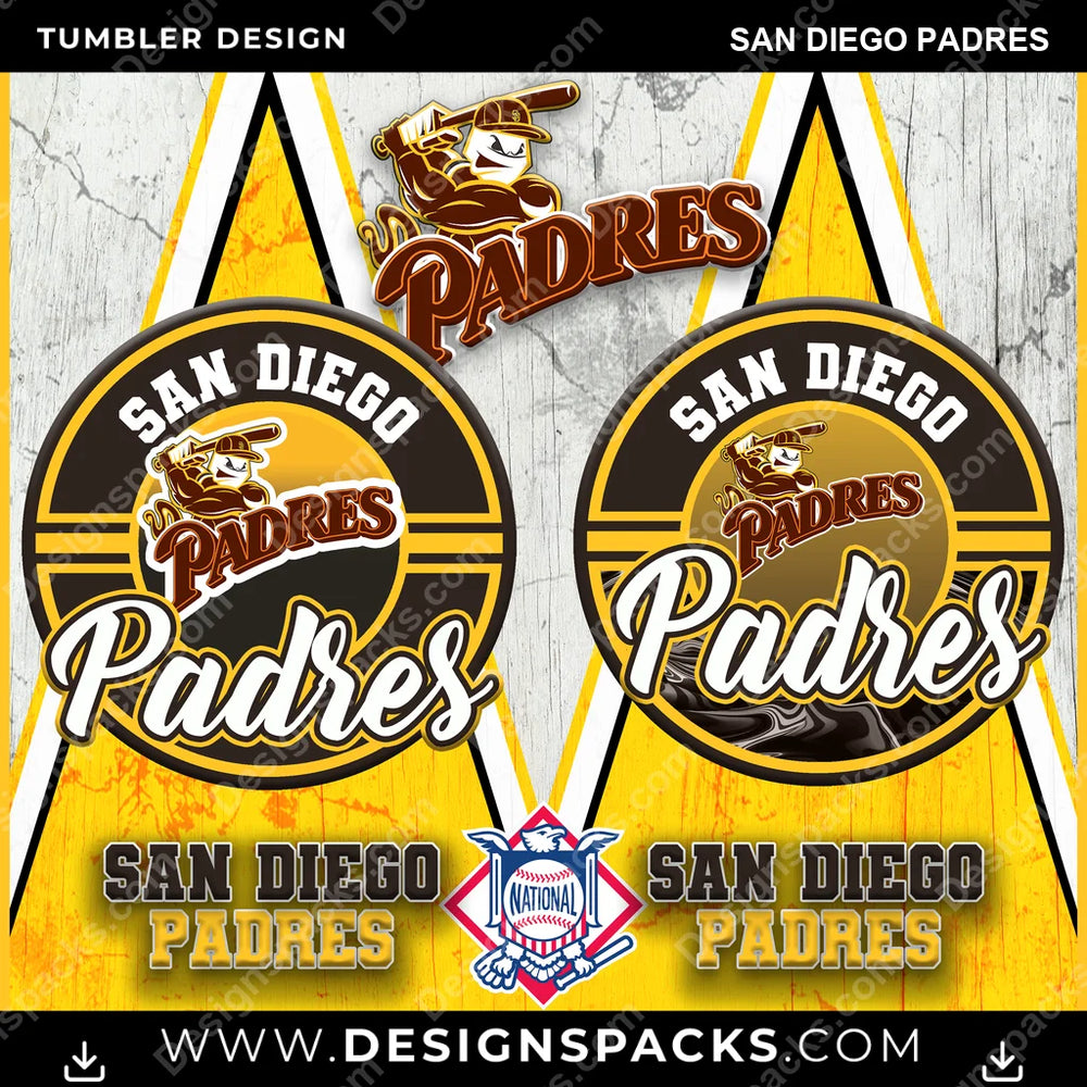 Baseball Sports San Diego Padres MLB Baseball Tumbler Digital Wrap Design Download