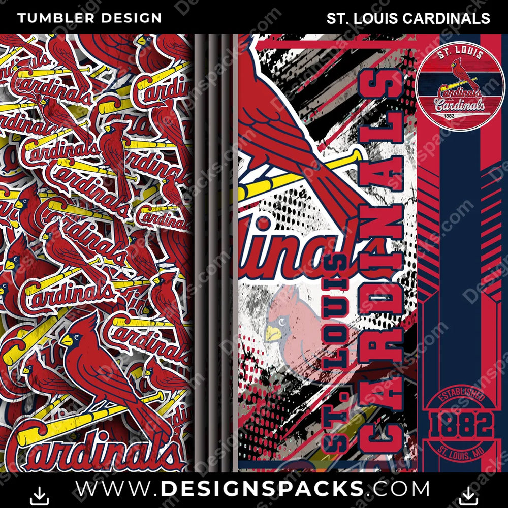 Baseball Sports St. Louis Cardinals MLB Baseball Tumbler Digital Wrap Design Download