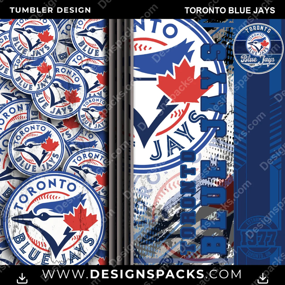 Baseball Sports Toronto Blue Jays MLB Baseball Tumbler Digital Wrap Design Download