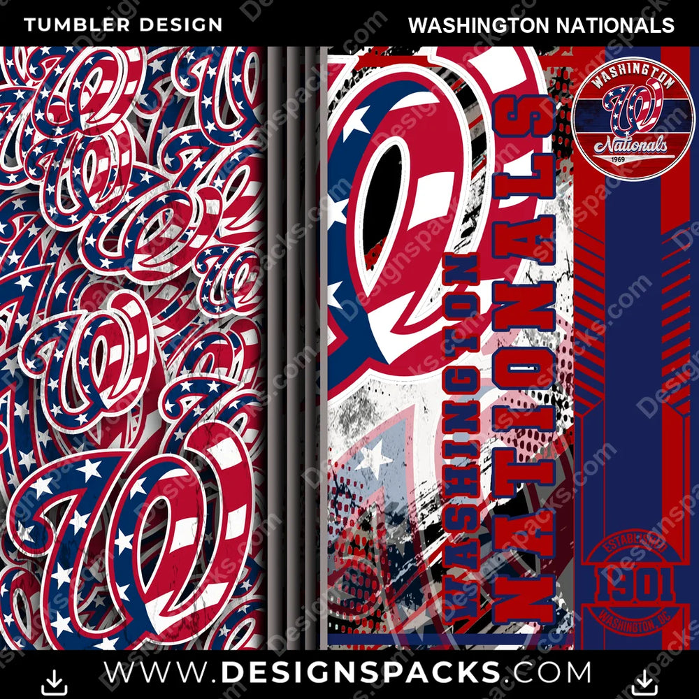 Baseball Sports Washington Nationals MLB Baseball Tumbler Digital Wrap Design Download