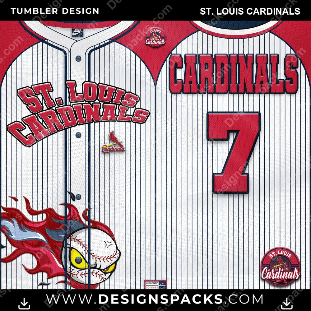 Baseball Team Button-Up Jersey St. Louis Cardinals MLB Baseball Tumbler Digital Wrap Design Download