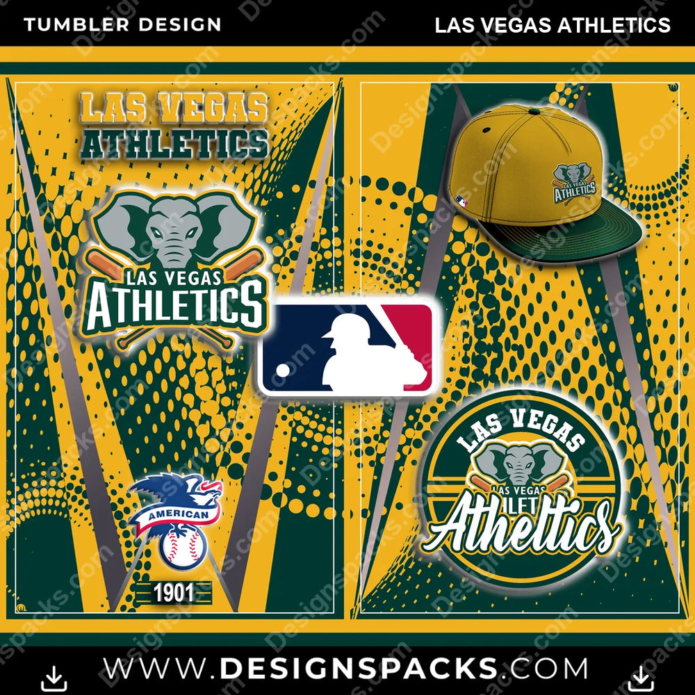 Baseball Team Logo Las Vegas Athletics MLB Baseball Tumbler Digital Wrap Design Download