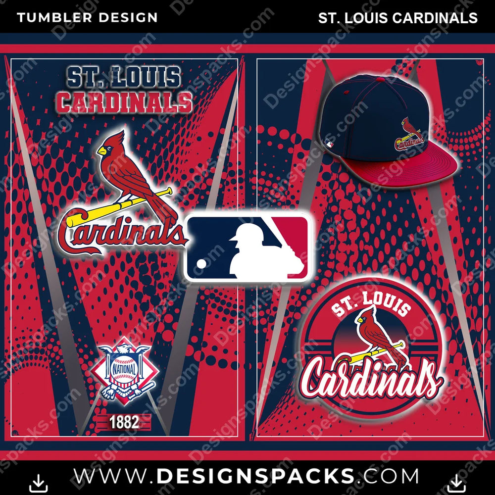 Baseball Team Logo St. Louis Cardinals MLB Baseball Tumbler Digital Wrap Design Download
