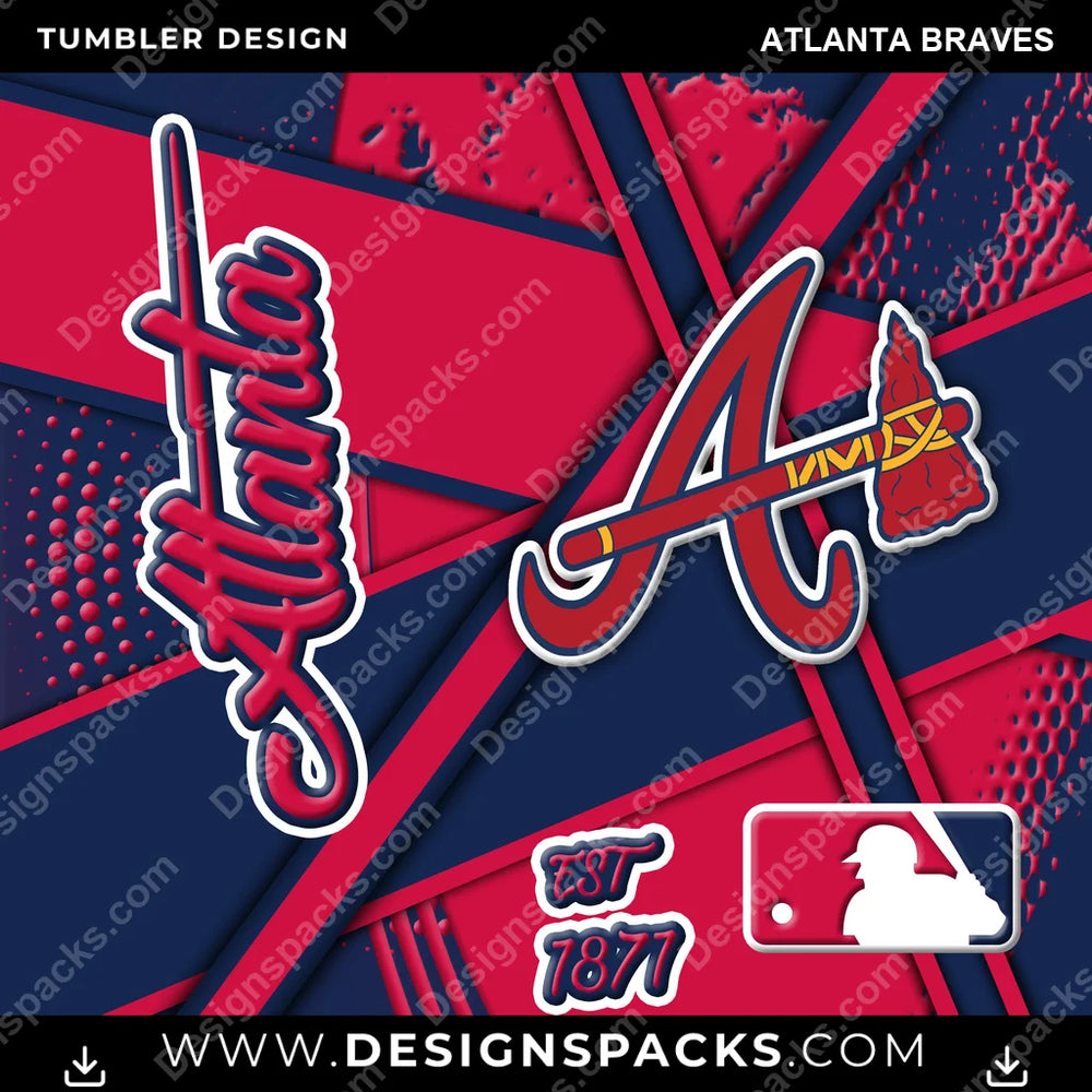 Baseball Team Sport Atlanta Braves MLB Baseball Tumbler Digital Wrap Design Download