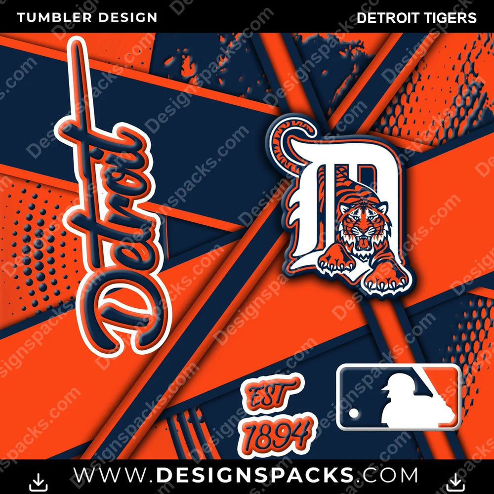 Baseball Team Sport Detroit Tigers MLB Baseball Tumbler Digital Wrap Design Download