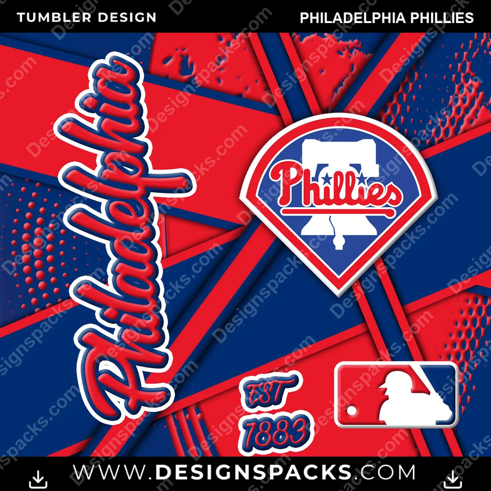 Baseball Team Sport Philadelphia Phillies MLB Baseball Tumbler Digital Wrap Design Download